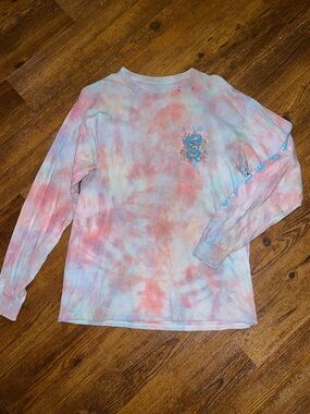 Japanese Dragon Tee Tie Dye Pink Blue Casual Graphic Streetwear Y2K Retro Size L